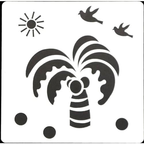 13*13 coconut tree Layering Stencils for Diy scrapbook/photo album Decorative Embossing coloring,painting stencil,home decor