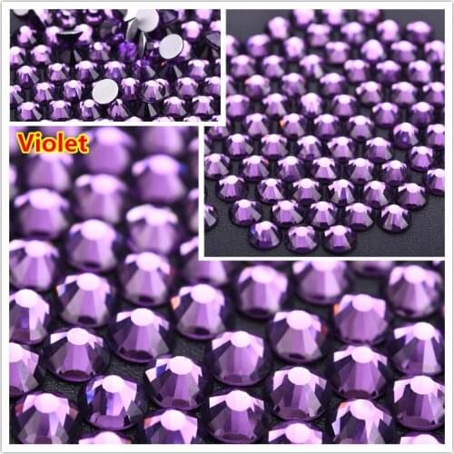 1440pcs ss3 - ss30 Violet Crystal AB Rhinestones Flat Back Glass Nail Rhinestones 3D Nails Art Decorations Strass