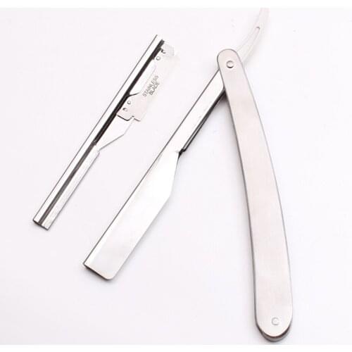 16.5x1.5cm 1set Men Straight Barber Edge Steel Razor Folding Shaving Knife Hair Removal Tools + 1pcs Blade High Quality 6104