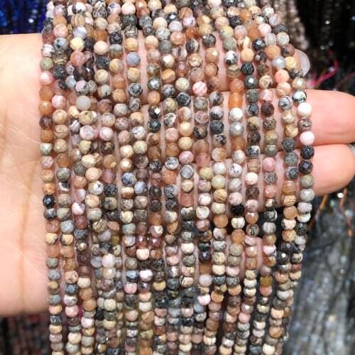 2/3mm Natural Faceted Rhodonite Stone Bead Round Loose Spacer Tiny Beads For Diy Jewelry Making Accessories Bracelet Necklace
