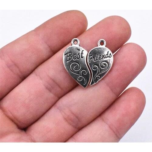 20pcs(10pairs) 24x23mm Antique Silver Plated Heart Charm Making DIY Handmade Jewelry