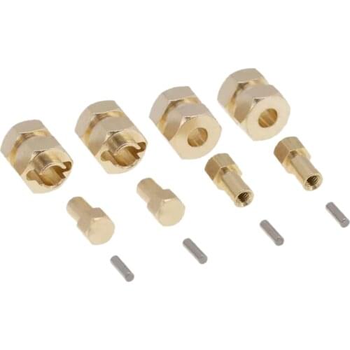 4Pcs Brass Extended 7mm Hex Wheel Hubs 8mm Thick Extension Adaptor for AXIAL SCX24 Upgrades Parts 1/24 RC Crawler Car + 5mm