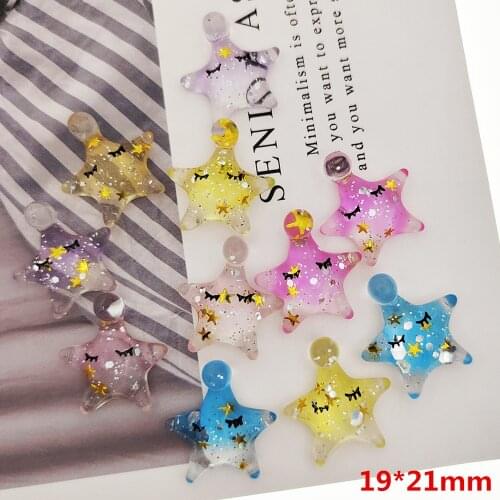 50pcs Mixed Assorted Colors Small Glitter Star Flatback Planar Resin Cabochon DIY Crafts for Home Decoration Accessories FR718