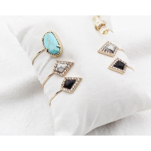 6pcs / lot fashion jewelry metal synthetic stone spike cuff bracelet