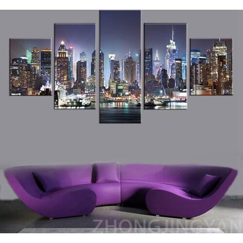 Abstract Decorative Wall Art Modular Pictures 5 Panel New York Framework Canvas Painting For Living Room Bedroom Prints