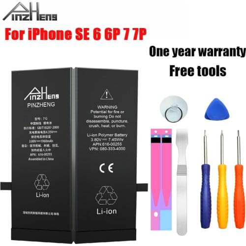 PINZHENG High Capacity Phone Battery For iPhone 7 7P 6 6P SE Battery With Tools Kits 0 Cycle Replacement Bateria