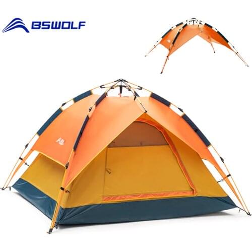 BSWolf Automatic Tent Outdoor 3-4 Person Camping tent Double-layer Portable Backpacking for Sun Shelter,Travelling,Hiking