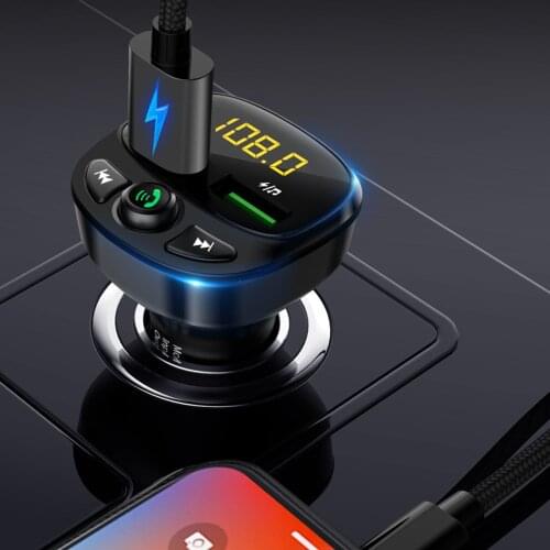 Car Quick Charge Adapter Dual USB Charger Fm Transmitter MP3 Player QC 3.0 Car Bluetooth 5.0 Handsfree Calling