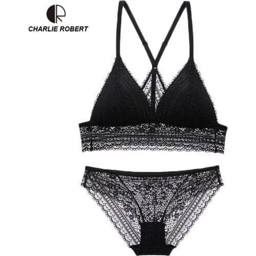 CR Sexy Lingerie Lace Bra Set No Buckle Vest Designer Adjusted-strap Beautiful Back No Rims Thin 3/4 Cup Bra Free Shipping WI544