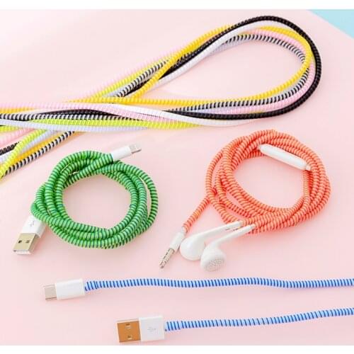 1.4m Colorful USB Charging Cable Data Line Protector Wire Cord Protection Wrapper Cable Winder Organizer For iPhone For Xiaomi