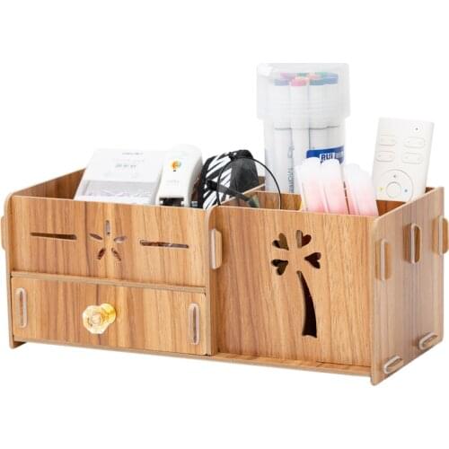 Wooden Desk Organizer Multi-Functional DIY Pen Holder Box Desktop Stationary Home Office Supply Storage Rack