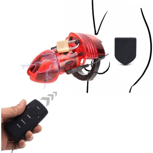 Electric shock male electro Chastity Cage Device cage penis ring ball bondage remote control unit BDSM sex toy for man