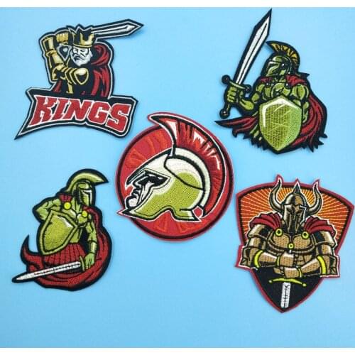 Europe Ancient Warrior Helmet Solider Stylish Embroidered Iron on Badge Patch for Clothes Apparel Diy Decor Sticker