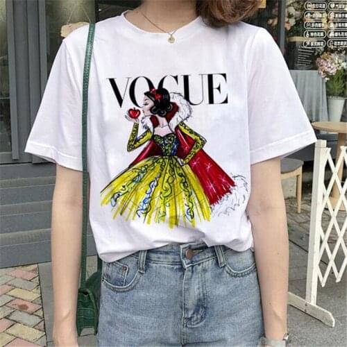Disney Vogue Princess T Shirt Harajuku Female Ulzzang T-shirt Cartoon Funny Tops Tees Fashion Graphic Tshirts Kawaii Streetwear