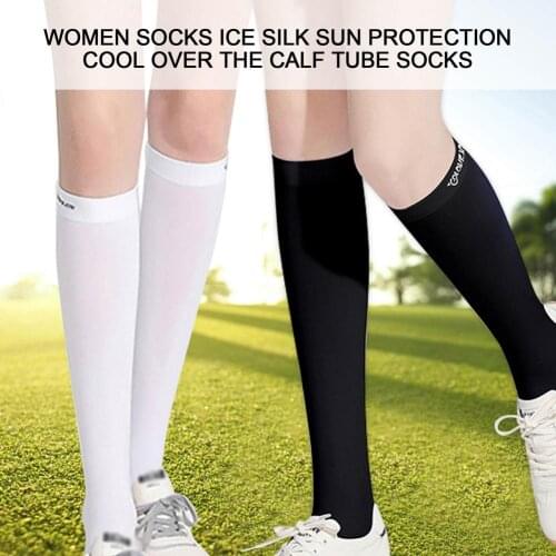 Golf Socks High Thin Soft Breathable Thight Stocking Women Girl Sport Socks Legging For Golf Tennis Bicycle Sport Socks Ice Silk