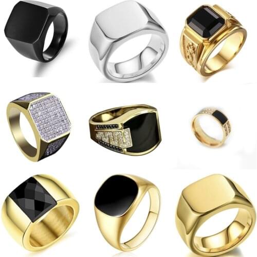 Milangirl Biker Punk Style Rings for Men Width Signet Square Finger Fashion Brand Jewelry Accessories Whole Sale