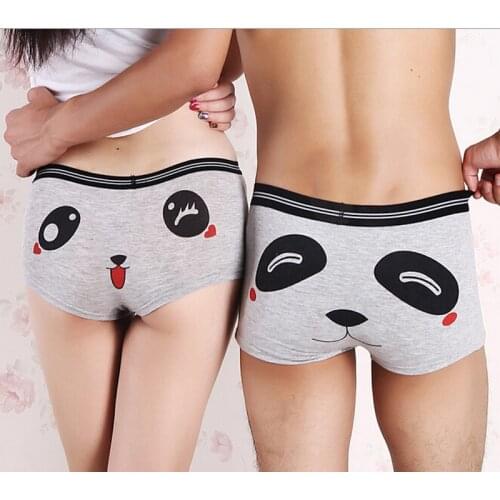 Two Piece New Briefs Modal Comfortable Couples Underwear Seamless Women Panties Panda Character Women and Men Boyshort Hot 1797