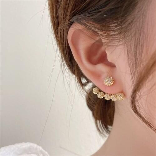 Korean new design fashion jewelry exquisite copper inlaid zircon beads earrings elegant womens everyday all-match earrings