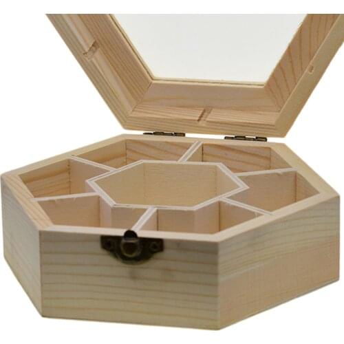 Natural Wood Box Unfinished Plain Wooden Jewelry Storage Case Art DIY Craft