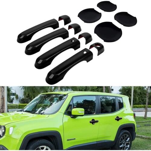 Door Handle Cover with Smart Keyhole and Cup Bowl Cover Trim Combo for 2015 - 2021 Jeep Renegade 12 PCS