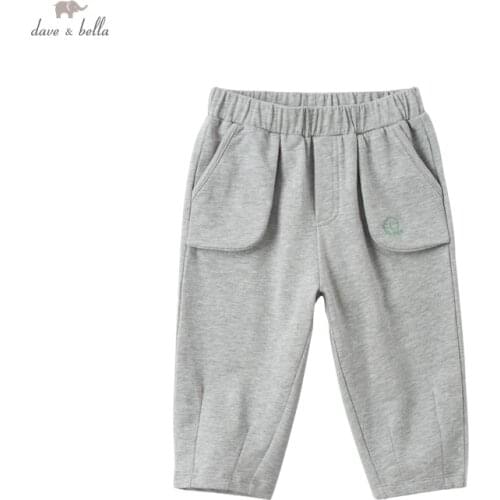 DKX17725-2 dave bella summer 5Y-13Y kids boys fashion casual solid pockets pants children boutique casual full-length pants