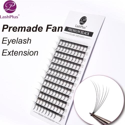 LASHPLUS Premade Volume Fans short stem 5D Lash Russian Volume Eyelash Extensions Pre made Faux Mink Lash