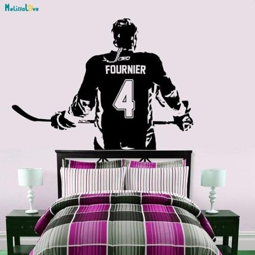 Hockey Girl player Wall art Decal sticker personalized Name number home decor Wall Stickers For Kids Room Vinilos Paredes A184