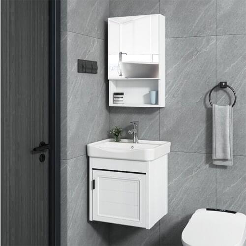 Small Apartment Wall-mounted Washbasin Simple Bathroom Furniture with Mirror Storage Cabinet Washbasin Vanity Combination