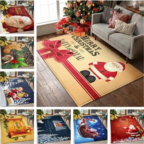 New Christmas Carpet 80*120cm Santa Claus Living Room Floor Mat Cartoon Mat Blanket Home Decor Christmas Gift 2022 New Year