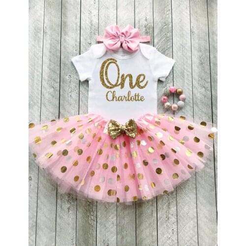 Personalized pink glitter ONE princess birthday bodysuit onepiece ake smash vest top Tutu toodles Outfit Set party favors gifts