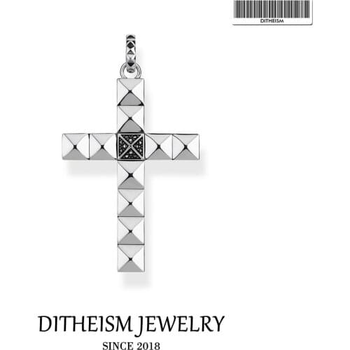 Studs Cross Pendant, 2020 New Fashion Jewelry 925 Sterling Silver Blackened Vintage Gift For Women Men Boy Girls Fit Necklace