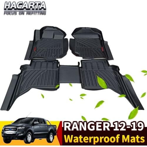 Rubber rugs non slip TPE Waterproof Anti-dust Black Car Floor Mat Auto Interior Seat Cushion Front Rear for RANGER T7 T8 Fits