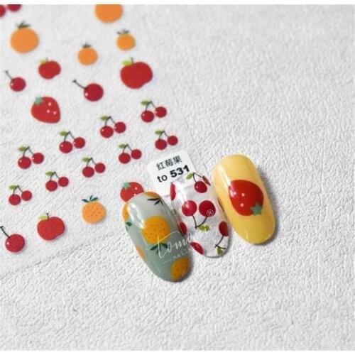 Rainbow Smile & Red Fruit Nail Art Sticker Self Adhesive Sliders Cartoon Designs Nail Foils Decals Manicure Decoration