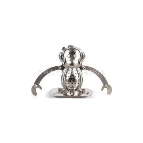 New Arrival Stainless Steel Monkey Style Tea Filter Herbal Infuser Spice Mesh Strainer with Drip Tray for Loose Leaf Tea