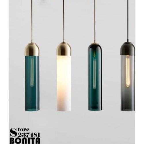 Modern Simple bedside restaurant cord pendant lights Bronze glass modern hanging lamps 5 colors copper droplight