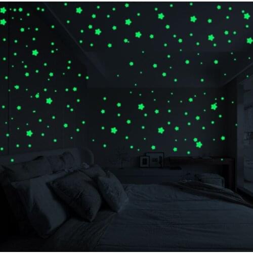 Pvc Stars Glow Stickers Luminous In Dark Night Fluorescent Wall Art 3D Home Decals for Kids Room Ceiling Switch Decoration