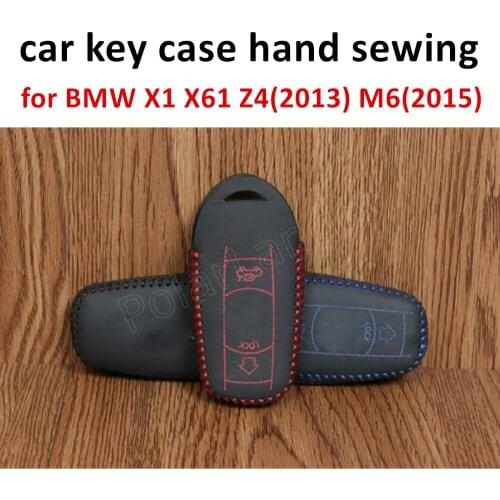 Only Red for BMW X1/X61/Z4(2013)/M6(2015) car key case cover sewing Hand DIY car styling Genuine quality leather fashionable