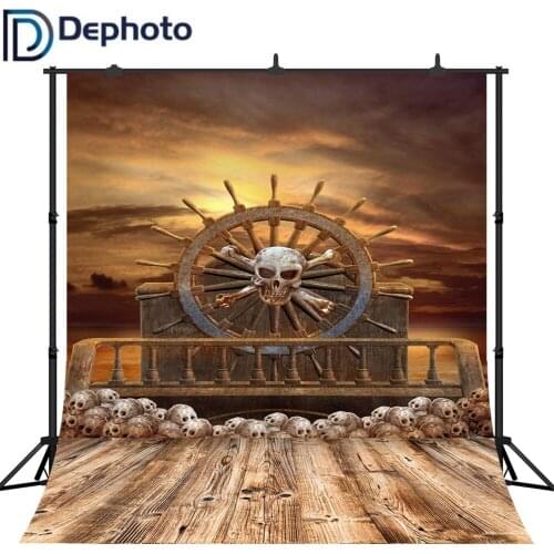 Dephoto Pirate Ship Skulls Rudder Scene Photography Backgrounds Vinyl Seamless Digital Camera Backdrops Props For Photo Studio