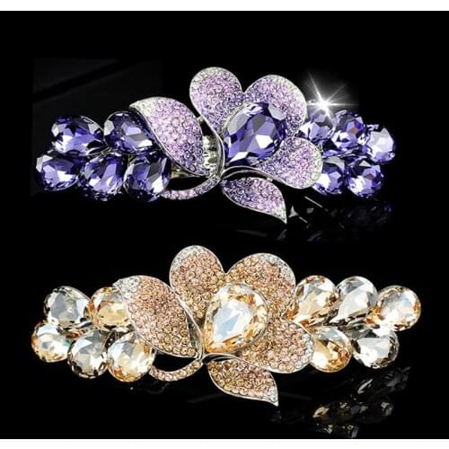 Cute Crystal Hair Hairpin Elegant Diamond Barrettes Resin Foral Hair Clip Barrette Headwear Tiara Accessories Gift For Woman