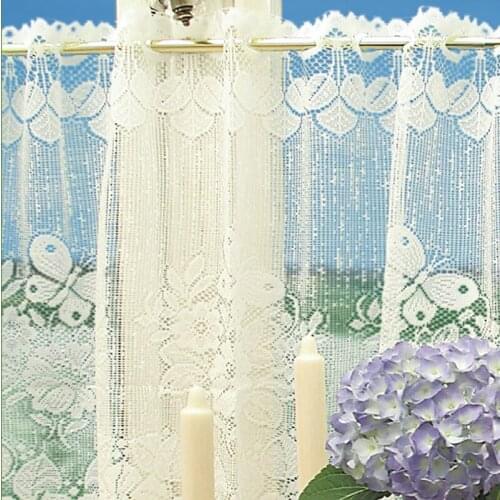 Kitchen Rod Curtain Coffee Color Home/Living Room Lace Decor Jacquard weave Finished Curtains Polyester Lace Shorter Curtains