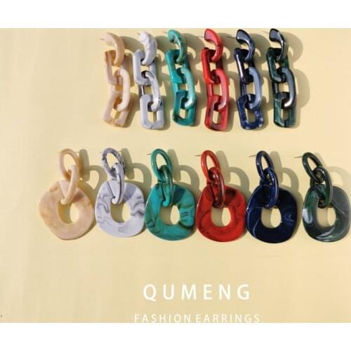QUMENG 2020 vintage Style Resin chain Earrings Women Long Big Statement Wholesale Factory Boho Party Jewelry Ear Accessories
