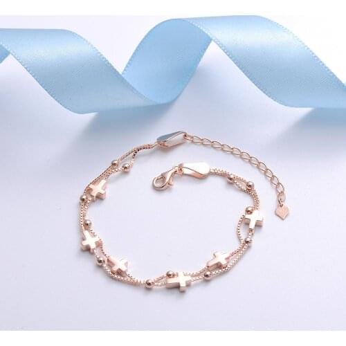 925 Sterling Silver Jewelry Female Gold Cross Womens Bracelets Accessories for Women Statement Jewel Christmas Birthday Gifts