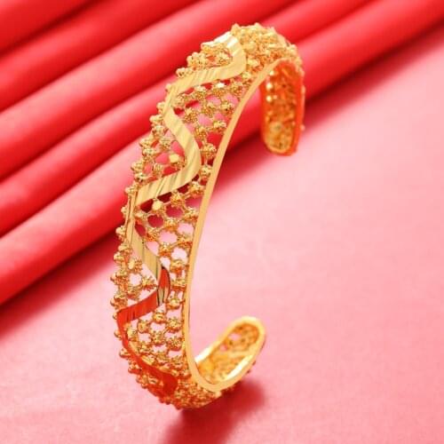 1Pcs Braclet Luxury Gold Color Jewelry Bangles indian Ethiopian African for Women Dubai Bracelet Party wedding Gifts Adjustable