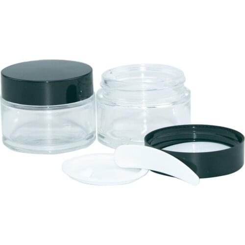 10Pcs 50cc Clear Vitreous Hand Cream Bottle with Black Cap Delicate Gifts Cosmetics Glass Jar Skin Care Products Vial