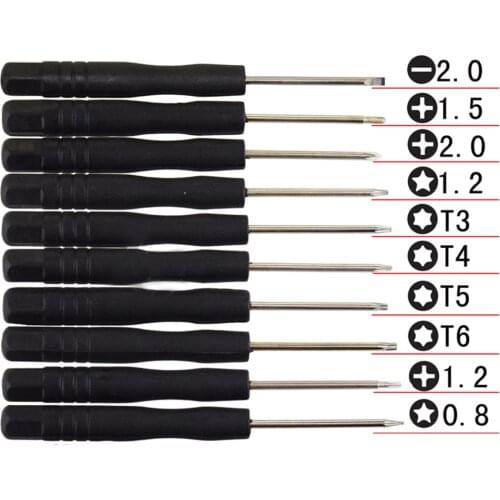 10 in 1 Magnetic Screwdrivers Set with Phillips 1.2 1.5 2.0 Torx T3 T4 T5 T6 5 Point Star 0.8 1.2 for iPhone Samsung iPad PC