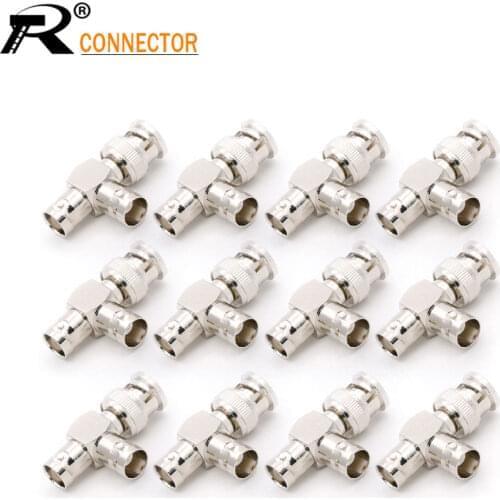 12/50/100pcs R Connector BNC male to 2 x BNC female triple T Adapter for CCTV camera accessories