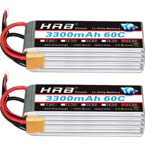 1/2 Packs HRB 22.2V 3300mAh 6S Lipo Battery 60C for RC Airplane Quadcopter Goblin 500 Goblin 630 TREX 500 TREX 600 helicopter