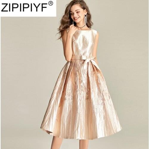 2020 Fashion Summer Womens Elegant A-Line Dress Sleeveless O-Neck Knee-length Female Slim Dress Size M-3Xl Vestidos