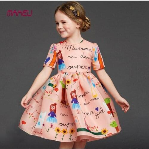 2020 Spring Summer Princess Dress for Girl Cotton Cartoon Wedding Birthday Party Costumes Cute Children Girl Clothing
