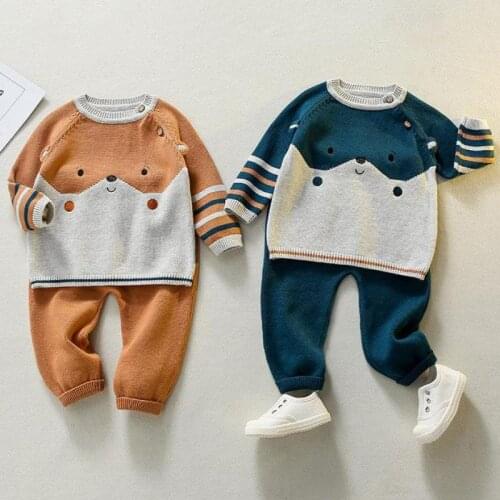 2021 New Children Clothing Sets Autumn Sweater Suits 2pcs Winter Knitted Boys Clothes Long Sleeve Cotton Baby Tracksuit For Girl